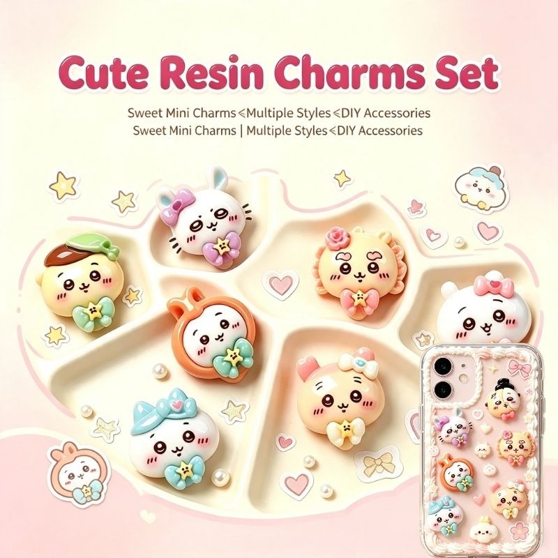 Phone Accessories Clipart - 20PCS-CHIIKAWA DIY Art Charm 3D Resin