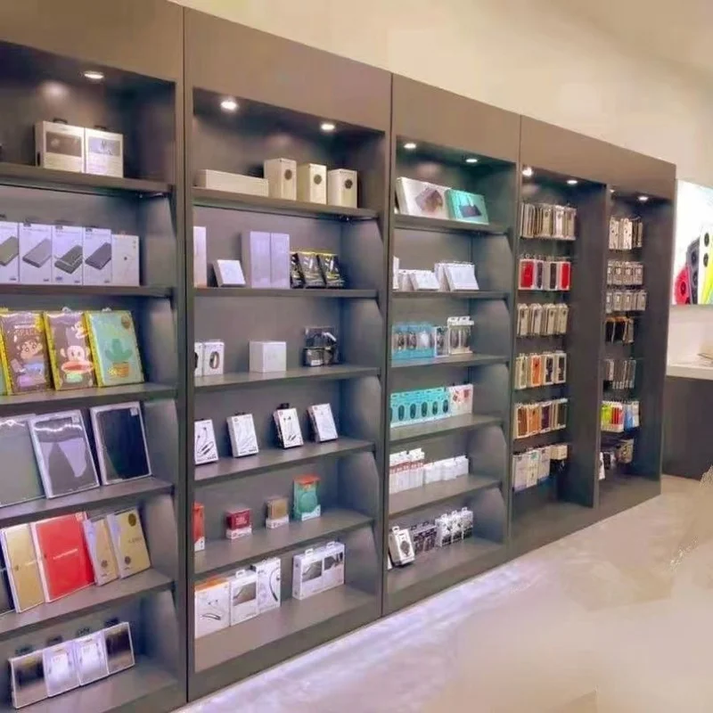 custom，Wooden Slatwall Mobile  - Phone Accessories Cabinet ulasan dan harga