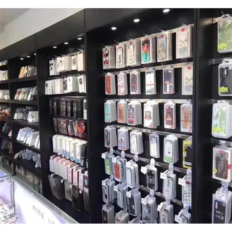 custom，Wooden Slatwall Mobile  - Phone Accessories Cabinet ulasan dan harga