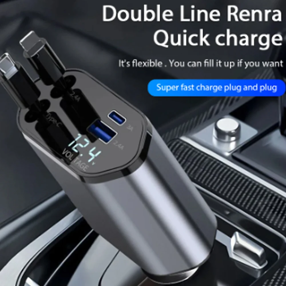 Car Charger Adaptor 120W Fast  - Usb Data Cable ulasan dan harga