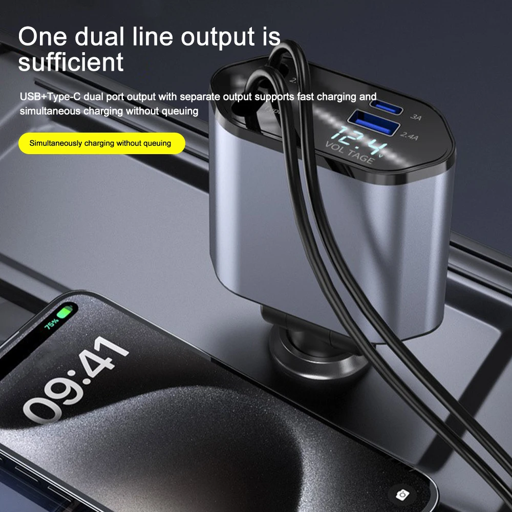 Car Charger Adaptor 120W Fast  - Usb Data Cable ulasan dan harga