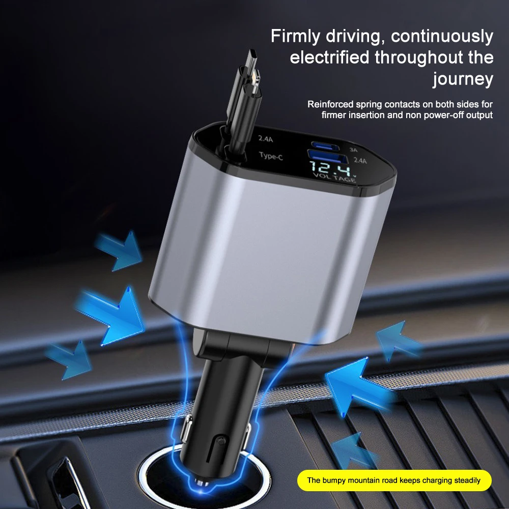 Car Charger Adaptor 120W Fast  - Usb Data Cable ulasan dan harga